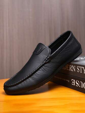 2025男士时尚商务正装鞋，软底舒适一脚蹬乐福鞋，防滑耐磨休闲鞋（产品尺码偏小，建议订购大一码）