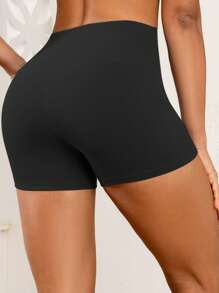 Short de sport extérieur pour femmes, short taille haute de couleur unie avec effet push-up, confortable et respirant, style polyvalent pour l'été