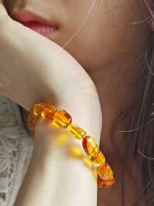 Natural Baltic Amber Beaded Bracelet For Couple's Bangle Therapy Vintage Gemstone Calm And Peace Organic Gem Nature Stone Jewelry Energy Gift