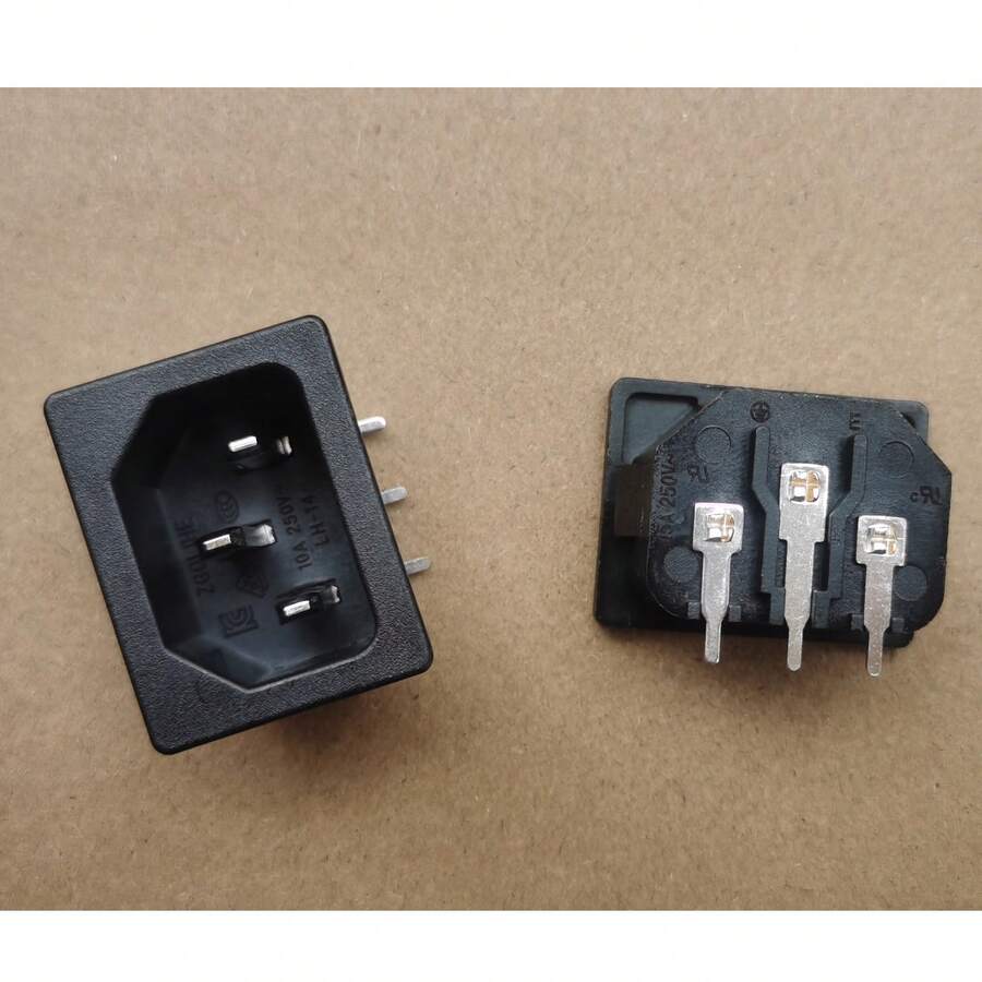 AC Branched Power Socket, 3 Pin AC C14 Recessed Outlet - Black - View 1