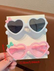 2/4件装 2026新款可爱蝴蝶结爱心设计儿童时尚眼镜，婴儿时尚眼镜，情人节礼物，仅含展示卡，不含运费 - 彩色 - 查看 3