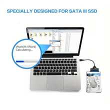 Cable adaptador SATA a USB C 3.0 para transferencia de datos de HDD/SSD de 2.5", convertidor de unidad de disco duro externa que admite UASP (Negro)