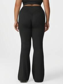 Sodalemon Pantaloni sport evazați pentru femei, mărime Plus, cu talie încrucișată, sport, fitness, dans, ridicare fese