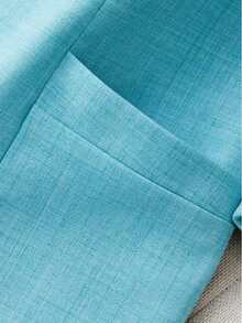 Women's Solid Color Woven Blazer, Commuter Versatile Jacket With Pockets & Buttons, Suitable For Work, Date, Party, Birthday, Travel, Spring/Autumn - Mint Green - View 5