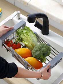 1 pezzo Supporto estendibile per lavello da cucina, supporto per stoviglie, organizzatore per lavello, reggimensole per utensili