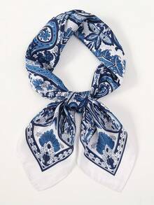 1pc Women Bandana Cashew Print Silk Neckerchief Headscarf, Silky Material, Suitable For Daily Use For Dress - Multicolor - View 4