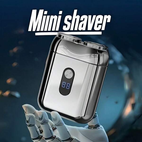 Rasoio elettrico, rifinitore per barba, mini rasoio elettrico portatile per bagnato e secco per uomo, ricaricabile USB con un pulsante, adatto per casa, auto, viaggio