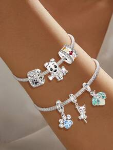 1 PC 925 Sterling Silver Cute Animal Series Pendant Charm Suitable For Bracelets DIY Women's Jewelry