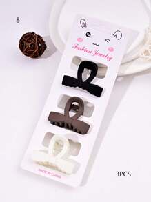 3PCS Solid Color Casual Retro ABS Plastic Women's Hair Clips, Bow, Flower, Cloud Shape, Front Bangs & Ponytail, Suitable For All Seasons Hair Claw Claw Clips Hair Jaw Clip Hair Clamps