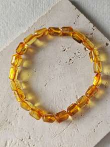 Natural Baltic Amber Beaded Bracelet For Couple's Bangle Therapy Vintage Gemstone Calm And Peace Organic Gem Nature Stone Jewelry Energy Gift