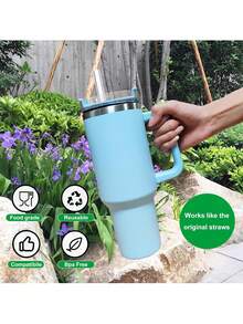 6 件超长可重复使用塑料吸管，适用于玻璃杯 | 超长 12 英寸 310 毫米替换吸管，带清洁刷，兼容 30/40 盎司杯子，耐用，学校用品 - 彩色 - 查看 6