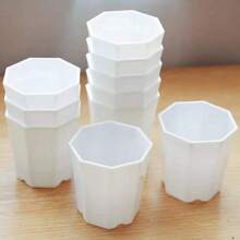 10pcs 7cm Octagonal White Flowerpot Plant Nursery Pot Table Succulent Plant Mini Planting Flowerpot Balcony Office Desktop Plant Decoration