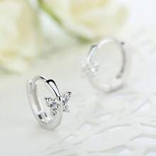 925 Sterling Silver Plated Butterfly Zirconia Small Hoop Earring For Girls Women Beautiful Earring Jewelry