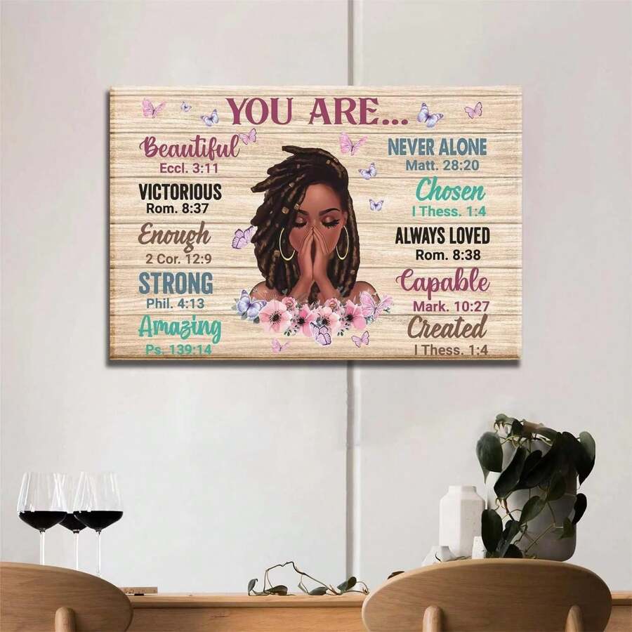 Vintage African American Wall Art - Christian Gifts For Women, African Americans, - Inspiration Black Art - Spiritual Scripture Christian Wall Decor- Magic Poster - Bible Verse Wall Art