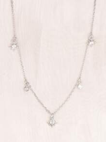 1 Stück Halskette mit Stern-Zirkonia-Anhänger für Frauen, runder weißer Kristall Anhänger Halskette, Schmuck für Valentinstag, Mutter, Muttertag, Geschenk