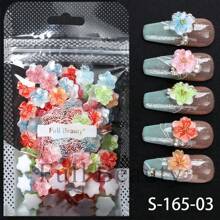 Pack Of Assorted Resin Nail Art Decoration, 3D Embossed 5-Petal Flowers With Gradient Pink Petals, Fragrance Free