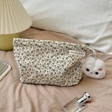 1 件女士高吸引力花卉印花化妆包，2025 新款法国大容量便携式旅行化妆品和洗漱用品包旅行必需品度假暑假返校学校用品包学校旅行包女士化妆包旅行