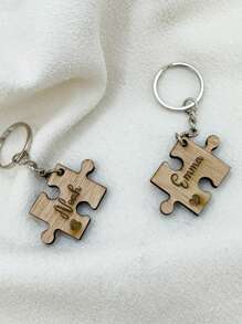 1 breloc puzzle personalizat de Ziua Mamei, nume cu text personalizat, breloc cadou de nuntă, cadou pentru invitați la nuntă, breloc din lemn sculptat cu laser, plasare nume, etichetă alternativă cu nume de nuntă, călătorie, cadou pentru mamă, cadou de Ziua Îndrăgostiților, potrivit pentru Ziua Mamei, Ziua Tatălui, Ziua Paștelui, Ziua Îndrăgostiților