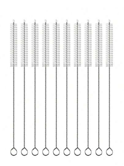 10pcs Straw Cleaning Brush, Stainless Steel Small Brush, Can Be Used To Clean Crevices, Teapots, Straws, And Baby Bottles.