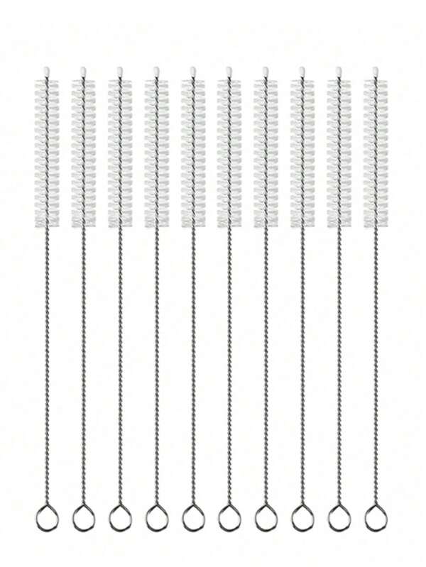 10pcs Straw Cleaning Brush, Stainless Steel Small Brush, Can Be Used To Clean Crevices, Teapots, Straws, And Baby Bottles.