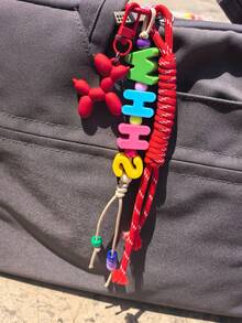Customizable Acrylic Letter Keychain Balloon Dog Rope Beaded Bag Charm Decoration Pendant Personalized Birthday Gift, Holographic - Acrylic Keychain - View 31