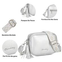 Piccola borsa a tracolla in pelle PU per donne con due cinghie per la spalla, borsa messenger in pelle sintetica, regalo originale per donne - rosa/rosso/argento/nero/marrone/kaki/beige/oro
