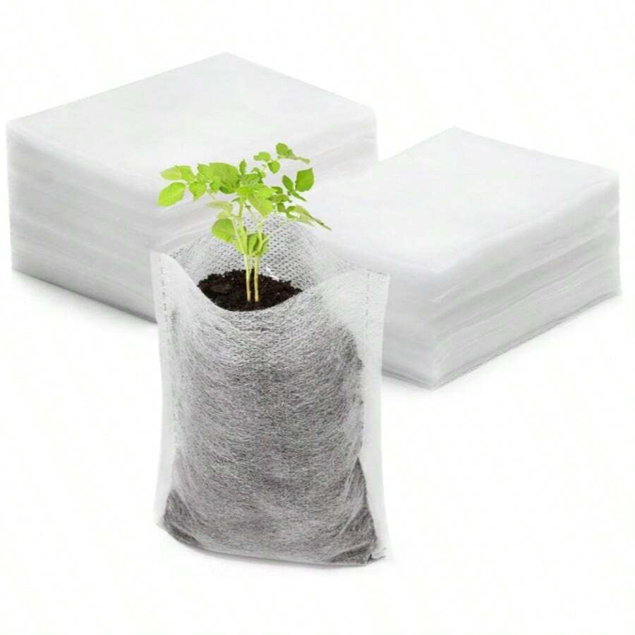 50/100/200 pièces Sacs de soins pour plantes en tissu non tissé - Sacs pour graines de plantes en tissu - Sacs de croissance des plantes - Les sacs de soins de croissance conviennent parfaitement à la croissance et au développement des légumes, des plantes de pépinière et des fleurs. - Blanc - Voir 1