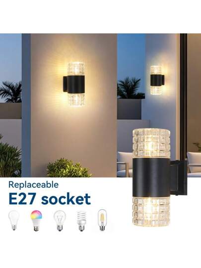 CANMEIJIA Outdoor Wand Lamp, Acrylic Flower Pattern Crystal Appearance ative Indoor LED Waterproof IP65 Home Lighting Streetlight ation, E27 Lamp Base, Square/Round Patio/Stairs/Street/Indoor/Garden/Living Room/Bathroom/Kitchen/Bedroom/Hallway/Indoor Wall/Outdoor view 3