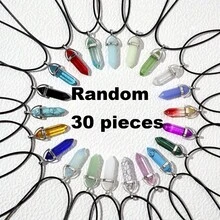 1/5/10/20 Pcs Women Natural Stone Pendant Necklaces, Crystal Heart Gemstone Chakra Crystal Jewelry, PU Leather Cord Jewelry Gifts, Holiday Party Supplies - Multicolor - View 33