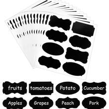 120pcs-Chalkboard Labels -Stickers Labels For Food Kitchen Accessories Sticky Labels Reusable Waterproof Chalkboard Stickers With A Liquid Chalk Ruler For Mason Jars, Party Decorations, Craft Rooms, Weddings, Pantries, Organize Your Home And Kitchen.