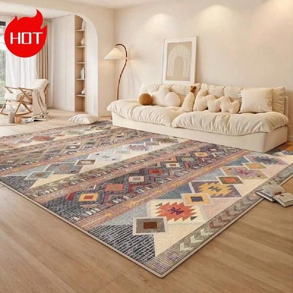 A Large Area Rug With A Retro Bohemian Style, Featuring Personalized Colorful Geometric Patterns That Complement Various Home Decors. Made Of High-Density Material With Anti-Slip Particles On The Bottom For Enhanced Friction.