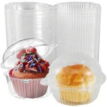 50/100 Stücke Neue Einweg-Tortenverpackungsboxen, Kunststoff Mehrweg Cupcake Behälter, Multifunktions Dessert Box