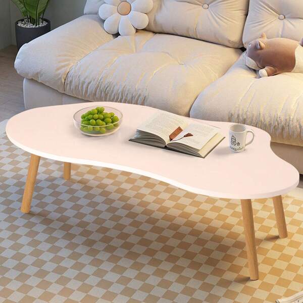 Mid-Century Modern Style Coffee Table, Small Coffee Table, Simple Display Living Room Center Cloud Shape Coffee Table, Suitable For Living Room, Dining Room And Outdoor