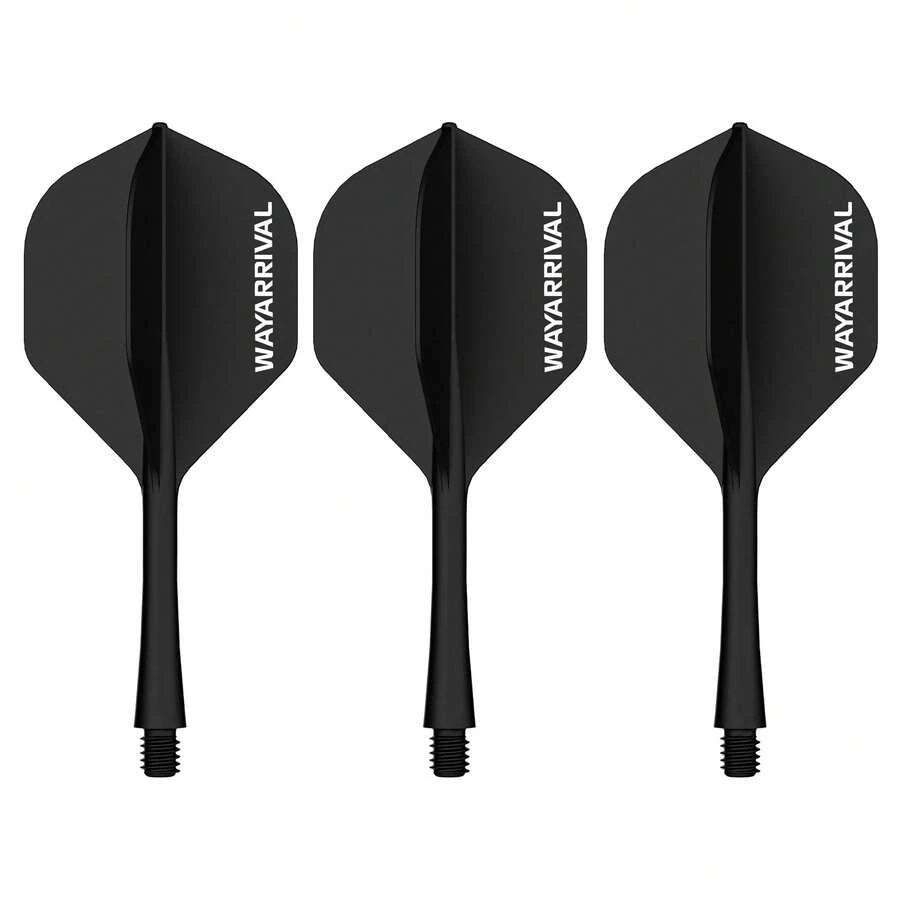 WayArrival Pro-Grade Black Dart Flights & Shafts Set (3 Pack) | Mid-Weight Design For Tournament-Ready Stability & Speed | 2BA Thread Compatible - Black - View 1