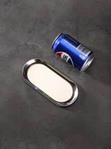 1pc Stainless Steel Snack Tray, Bread Plate Oval Tray, Anti-Skid, Multifunctional Serving Tray For Home Use (Gold/Silver),Kitchen,Christmas Gift