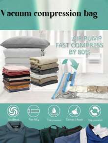 Travel Vacuum Bags With Electric Pump, 6 Packs Vacuum Travel Bags For Luggage And Suitcase, Vacuum Seal Space Saver Compression For Clothes Clothing Portable Compression Sealer For Clothes, Blankets, Bedding & Travel,Good For Storage And Organization - Blue and White - View 2