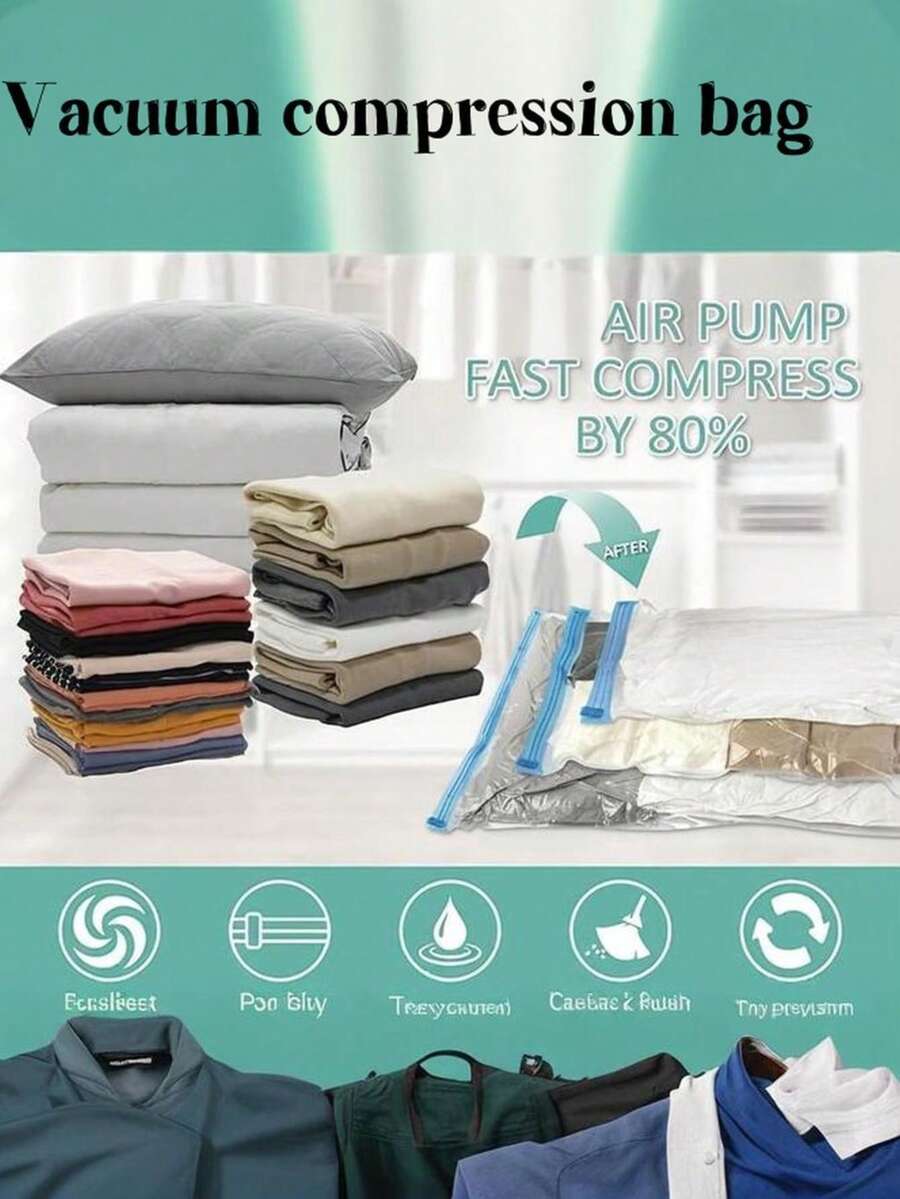 Travel Vacuum Bags With Electric Pump, 6 Packs Vacuum Travel Bags For Luggage And Suitcase, Vacuum Seal Space Saver Compression For Clothes Clothing Portable Compression Sealer For Clothes, Blankets, Bedding & Travel,Good For Storage And Organization