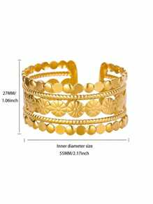 1PC Stainless Steel Multi-Layer Sun Bracelets For Women Gold Color Opening Sun Bangle Wedding Party Classic Jewelry Gift