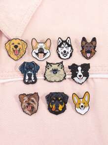 10Pcs Cute Pet Dogs Enamel Pins Brooches For Women Animals Badges Lapel Pins Fashion Jewelry Clothing Accessories Pet Lover Gifts