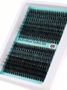 320Pcs D-Curl Eyelash Set Eyelash Extension, Eyelash Set DIY Eyelash Extension Kit, D-30D 40D 50D 60D 80D100D Black Super Thick Eyelash Extension Kit, Daily Makeup Black Eyelash Set Personal Eyelash Extension, D Curl Eyelash Eyelash Extension Kit, Black Personal Eyelash Set Curling 320PCS, The 9-16mm Blended Personal Eyelash Set DIY At Home, Rizos Curly Eyelash D Curl, For Mini Travel Supplies And Self Applications