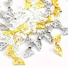 Zinc-Plated Alloy Perforated Butterfly Wing Spacer DIY Bracelet With Beaded Accessories, Retro Perforated Butterfly With Beaded Alloy Jewelry, Handmade Materials