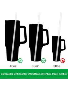 6 件超长可重复使用塑料吸管，适用于玻璃杯 | 超长 12 英寸 310 毫米替换吸管，带清洁刷，兼容 30/40 盎司杯子，耐用，学校用品 - 彩色 - 查看 5