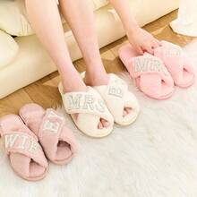 Personalized Initial Wedding Bride Slippers MRS Pearl Letter Slippers, Custom Pearl Letter Slippers, Design Bridal Gifts, Birthday Gift, Commemorative Gift