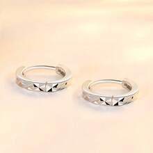 925 Silber beschichteter Modeschmuck für Frauen, hochwertige sternförmig geschnitzte, schlichte, retroartige Ohrringe - Silber - Übersicht 3
