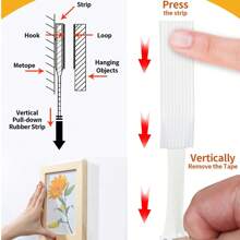 12 Pairs (24 Pcs) Picture Hanging Strips, Heavy Duty Adhesive Picture Hanging Kit, Super Strong Double-Sided Hook & Loop Tape, Damage-Free Removable Wall Tape, Suitable For Wall Art, Power Cords, Home & Office