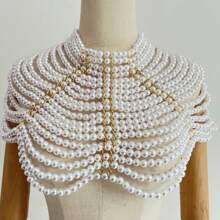 1 peça elegante corrente de corpo de crochê com pérolas feitas à mão - acessório de resina de luxo, adequado para casamentos, festas e todas as estações
