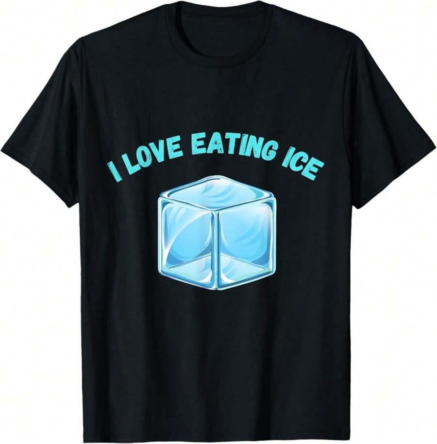 Ice Eater Shirt, I Love Eating Ice, Ice Enthusiast, Frozen T-Shirt Gift For Partner Anniversary Gift For Husband - Black - View 1