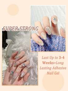 2 件 3D 30ML 雕塑凝胶和指甲摩擦剂，超强凝胶指甲胶，用于指甲魅力 3D 指甲闪亮凝胶，用于装饰宝石美甲艺术宝石钻石固化需要 UV/LED 美容礼物 - 無色 - 查看 8