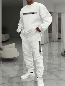 Men Hoodie Co-Ords - White - View 1