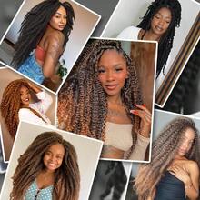 Tóc tết xoắn Marley 18 inch Tóc xoắn Marley Tóc xoắn dài 1/3/8 gói Ombre Vàng Afro Kinky Xoăn Xoắn Móc Tóc nối Marley tổng hợp - Màu nâu tối - Xem 7